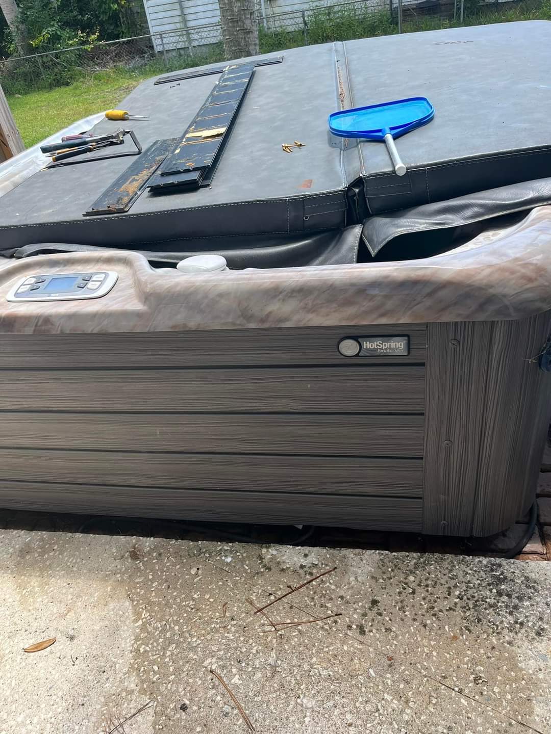 Full foam hot tub exterior appears in good condition